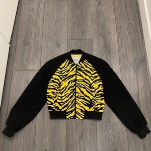 Moschino Zebra Print Cropped Bomber Jacket Size 6 NWT